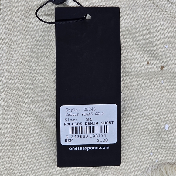 One Teaspoon NWT Vegas Gold Rollers Denim Shorts Cream - Picture 9 of 12